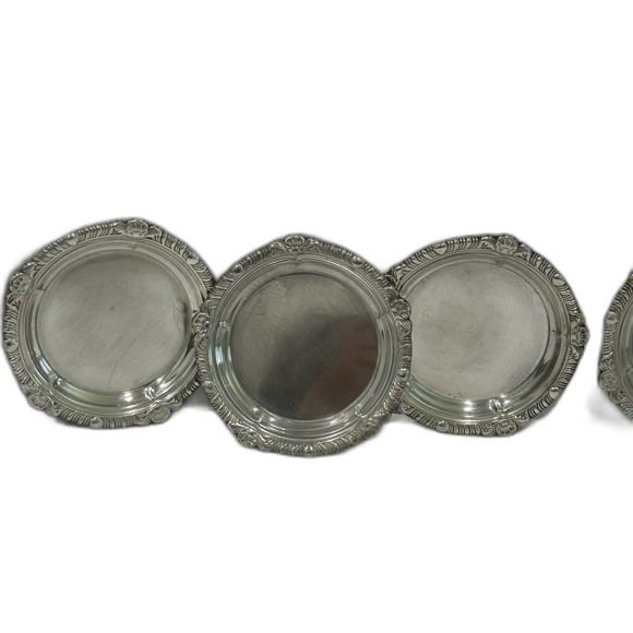 Vintage Drink Coasters Bechard Chicago Set of 6 Silver Plated Decorative - Picture 10 of 10